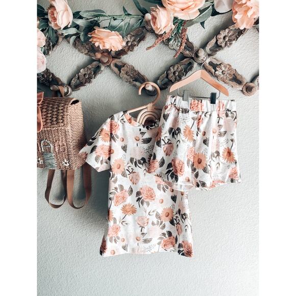 New Earthy Floral Print Soft Lounge Pajama Set 4T - Picture 4 of 5